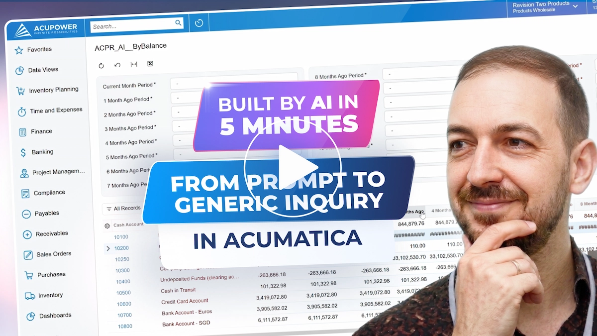 Yuriy Zaletskyy generating a 24-month cash report Generic Inquiry in Acumatica.