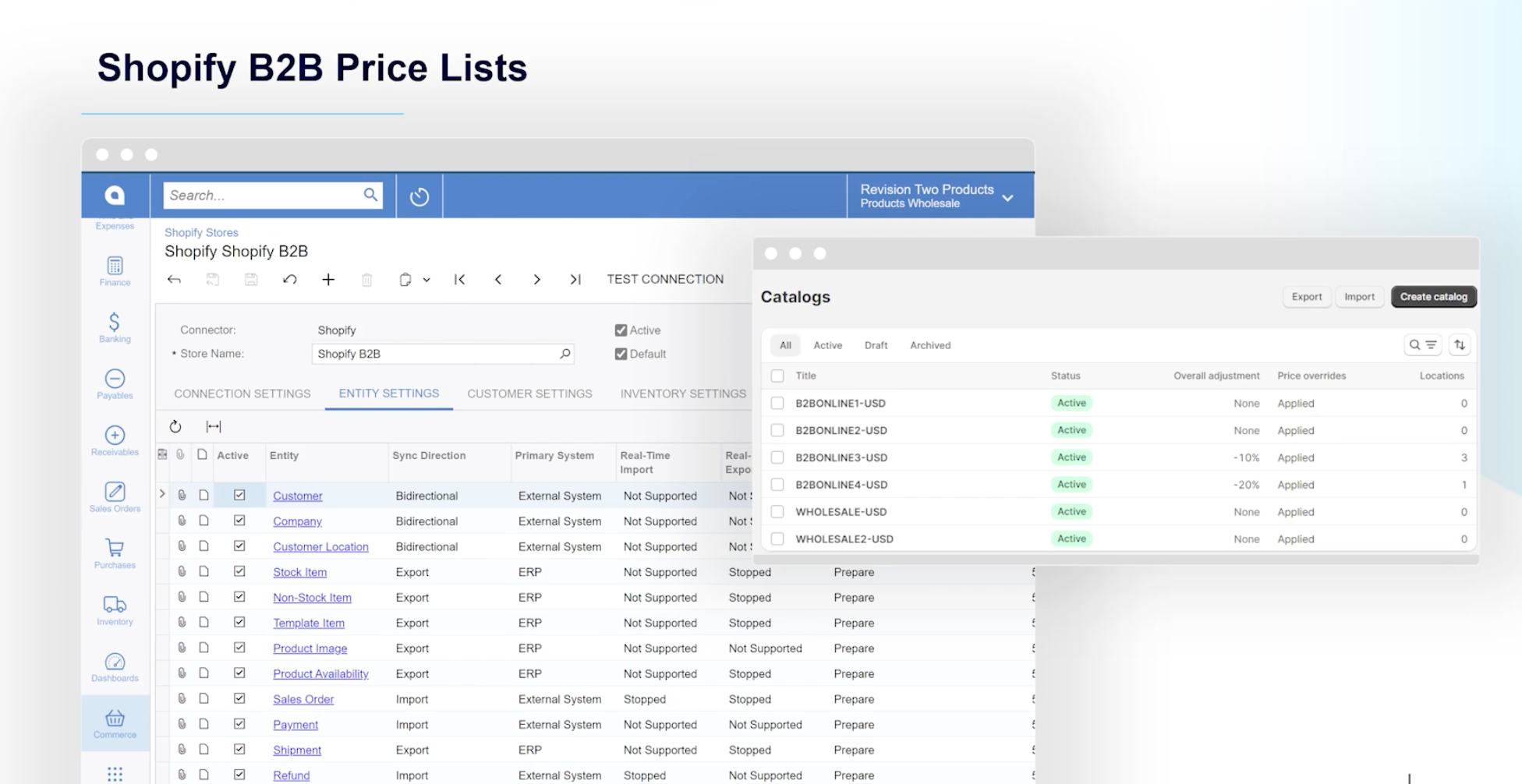 Acumatica ERP Shopify B2B Price Lists