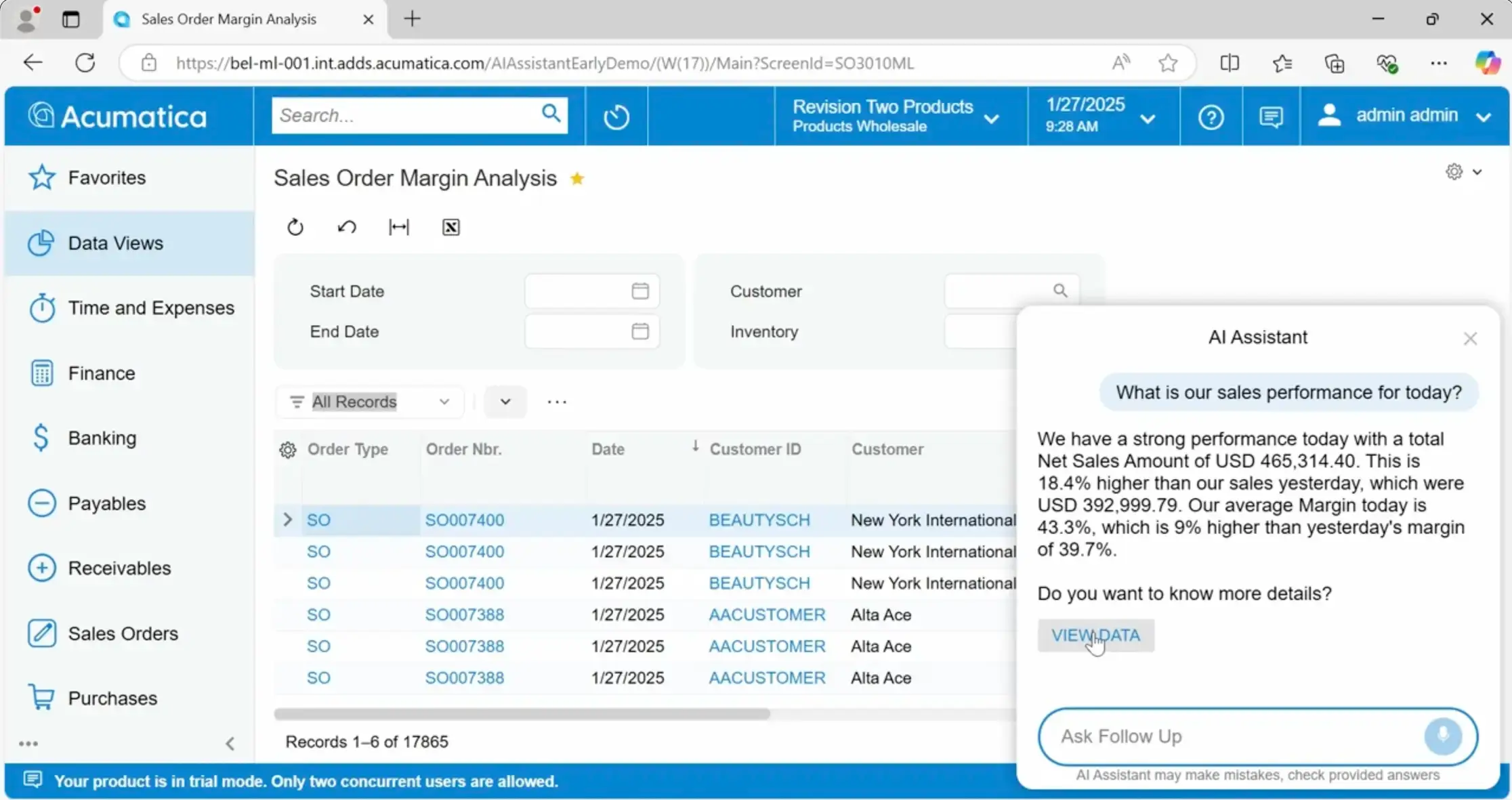 Demo of AI Assistant in Acumatica. Day 1 Keynote. Acumatica Summit 2025