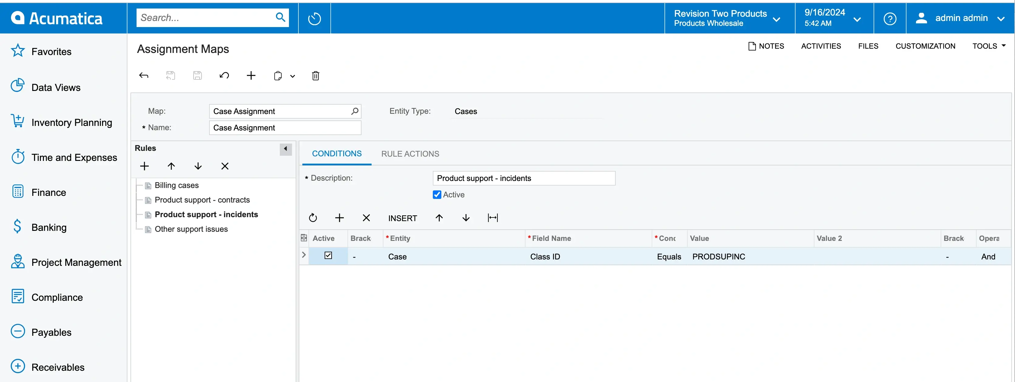 Assignment Maps. Support Cases. Acumatica