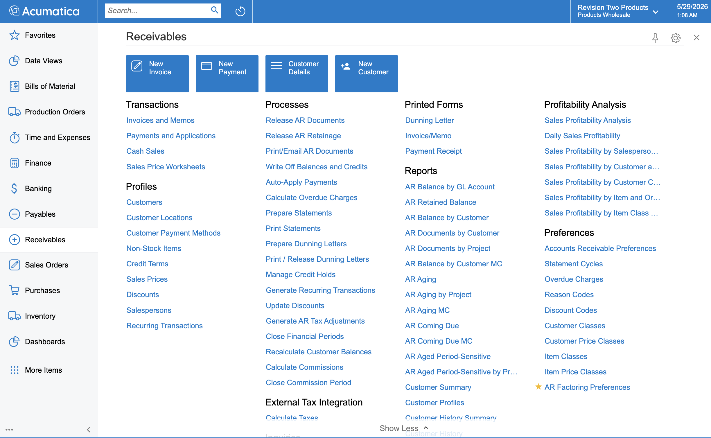 Accounts Receivables in Acumatica Cloud ERP