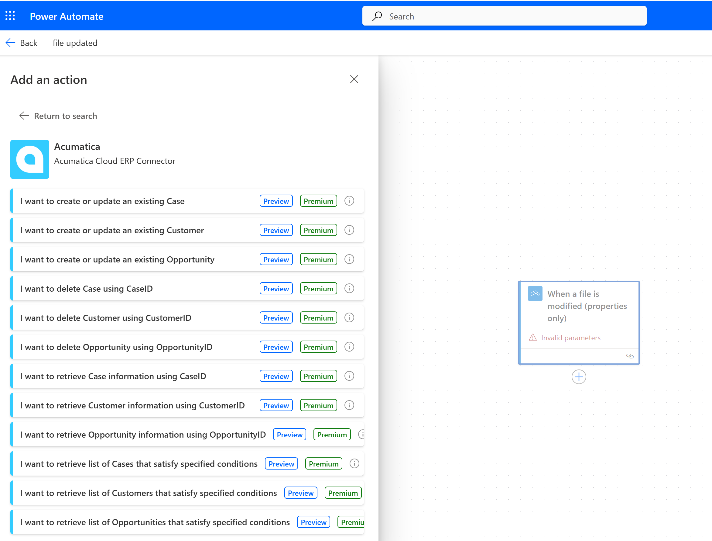 Power Automate list of features