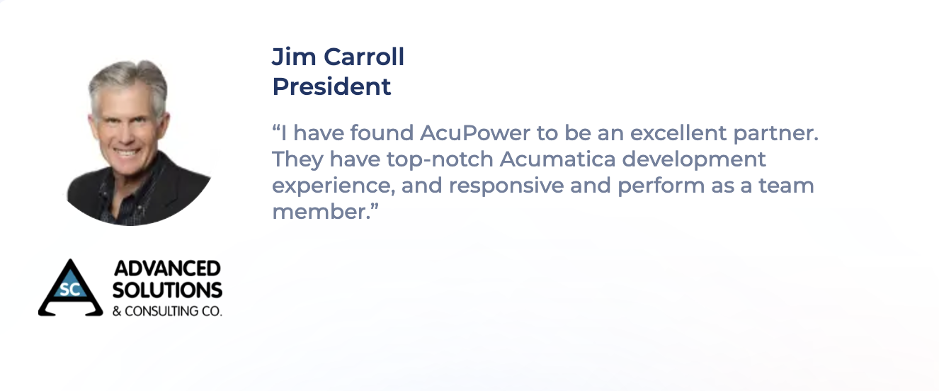 Testimonial of Jim Carroll about AcuPower