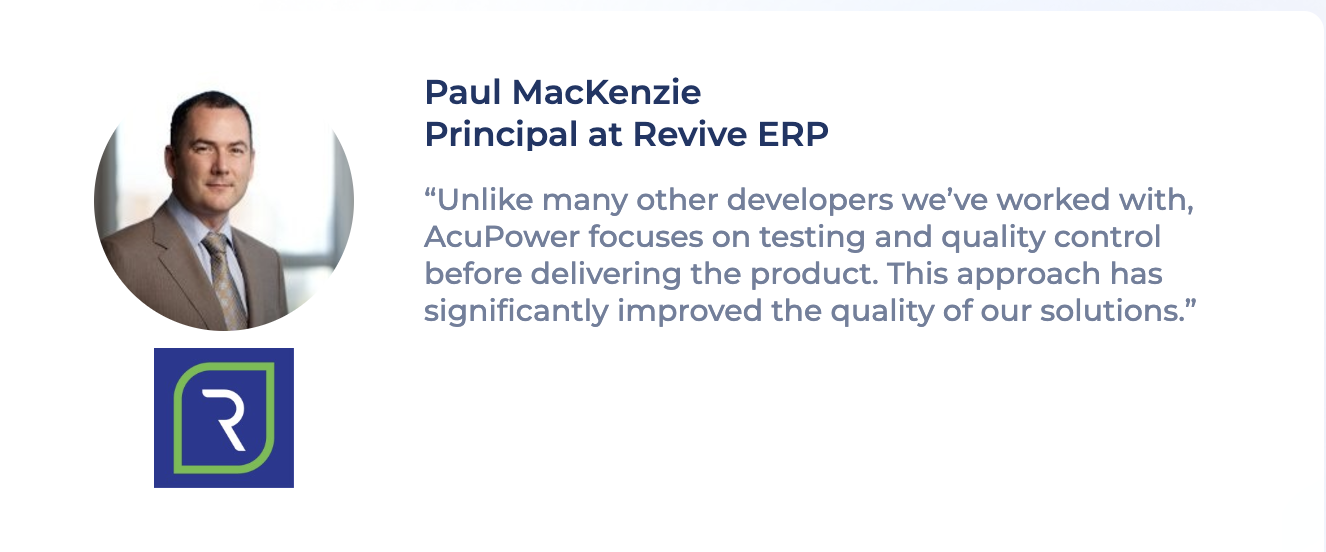 Testimonial of Paul MacKenzie about AcuPower