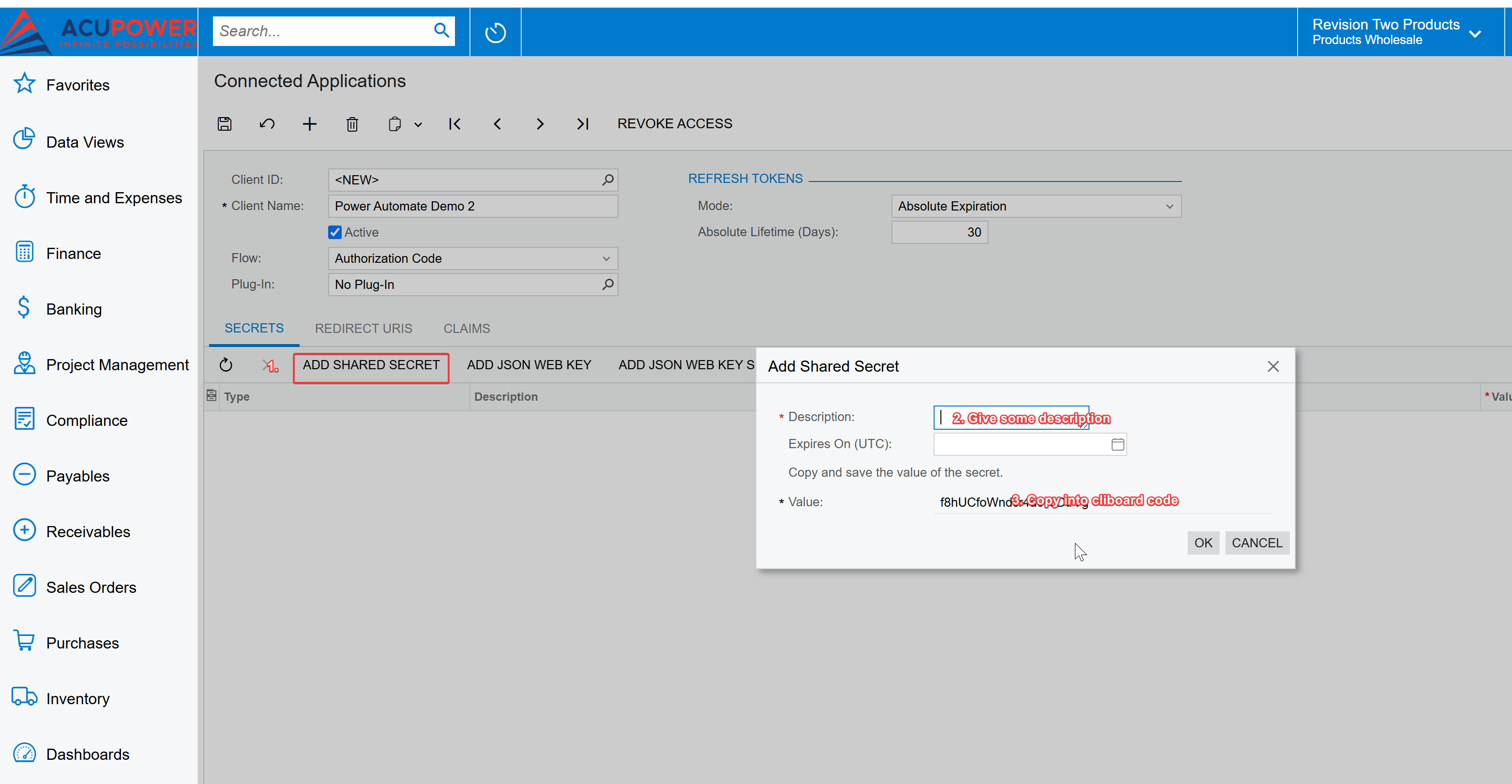 Acumatica Connected applications