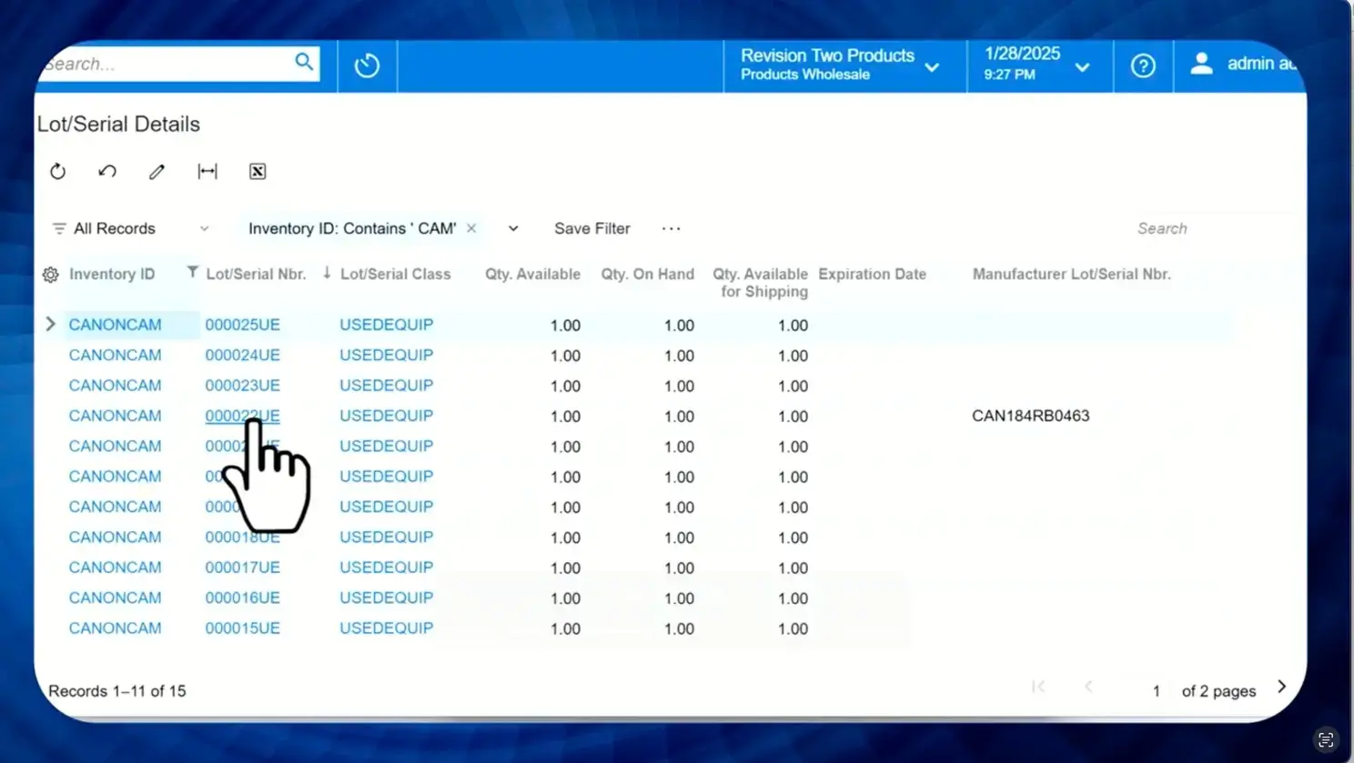 Lot_Serial Details Screen in Acumatica 