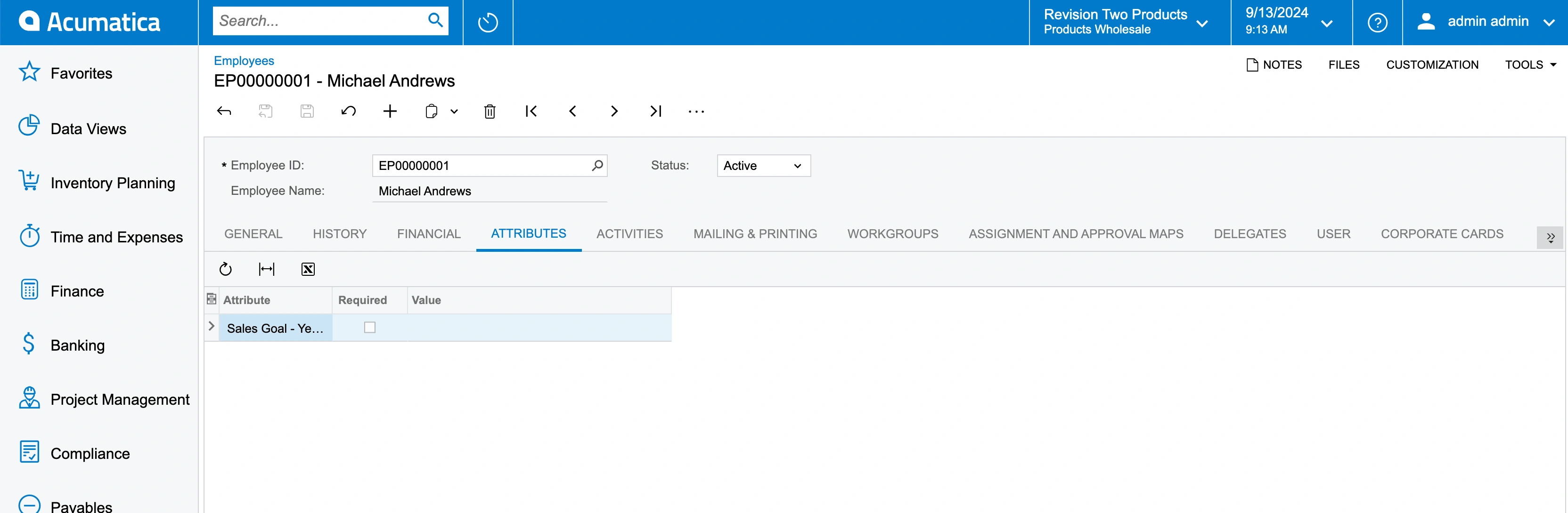 Employees attributes in Acumatica