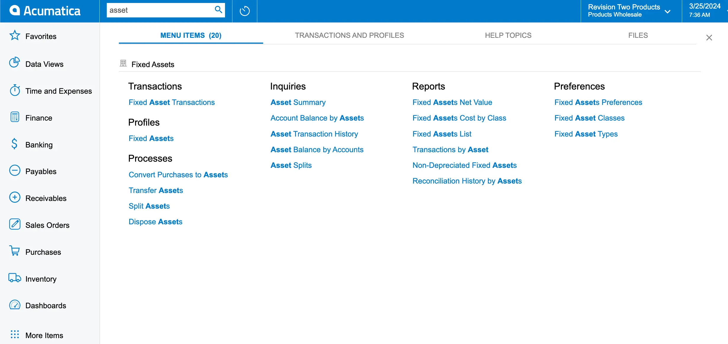 Asset management in Acumatica Cloud ERP