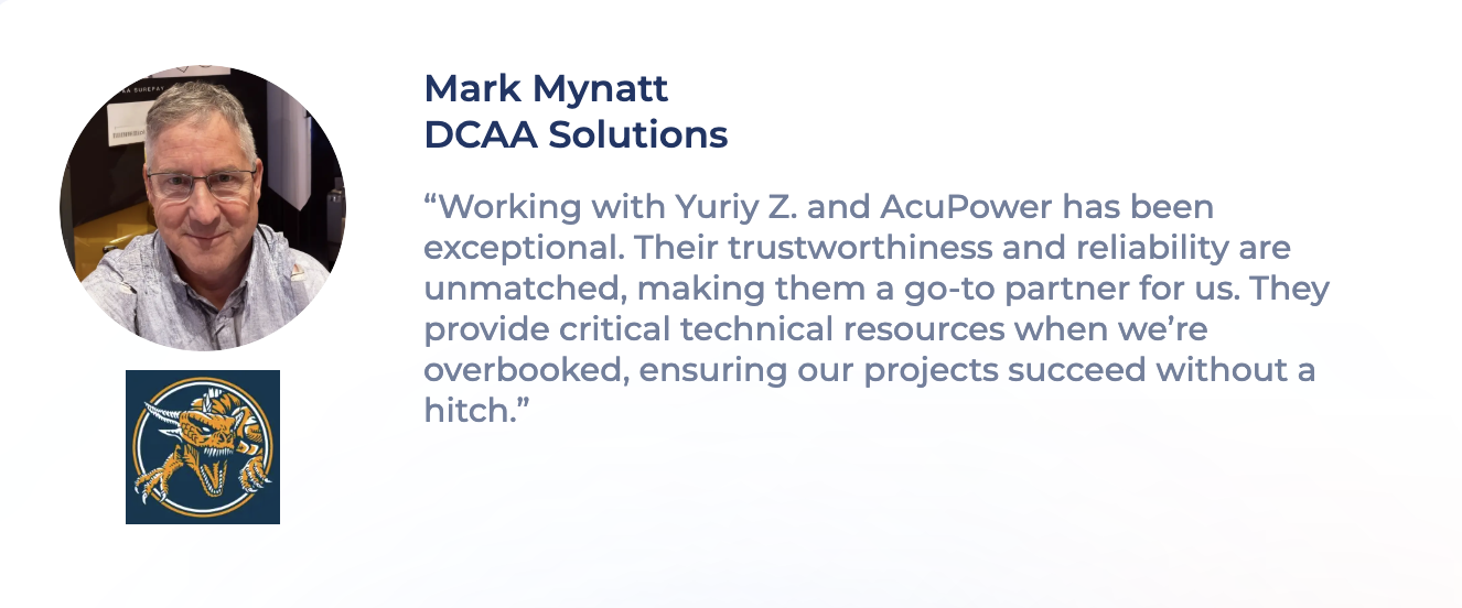 Testimonial of Mark Mynatt about AcuPower