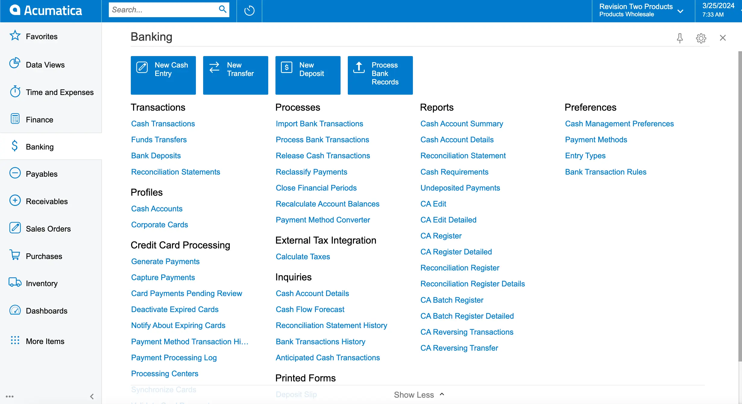 Cash and currency management in Acumatica Cloud ERP